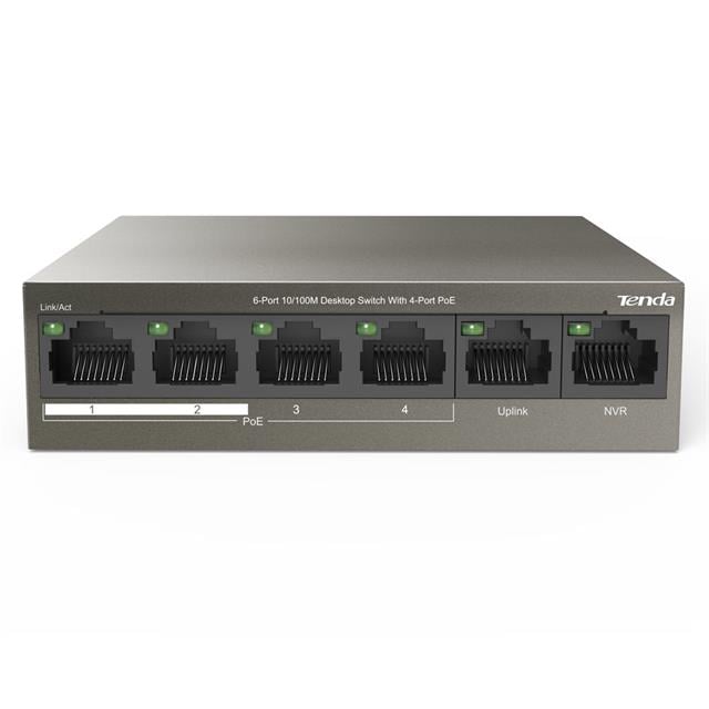 Tenda TEF1106P 2 x Uplink + 4 Port Poe Ethernet Switch 63 Watt