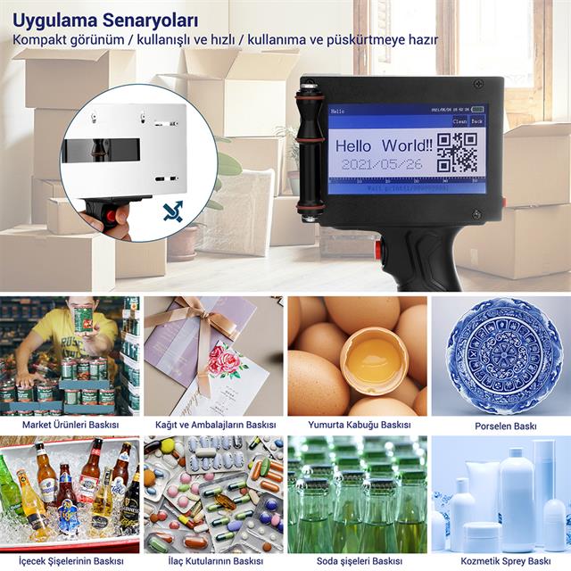 Powermaster PM-10878 4.3’’ Dokunmatik Ekranlı Şarjlı Endüstriyel El Tipi Portatif Mürekkep Yazıcı