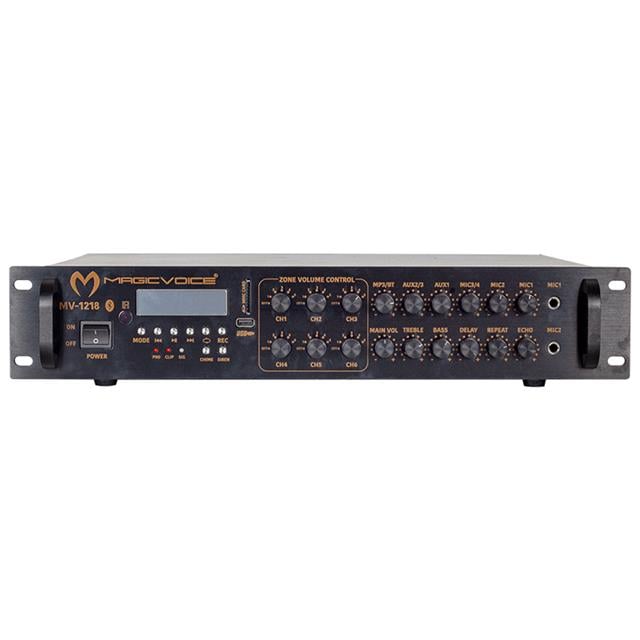 MagicVoice MV-1218 240W 5 Bölgeli USB/SD/Bluetooth Hat Trafolu Profesyonel PA Amfi
