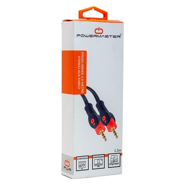 Powermaster PM-1270 3.5 Mm Erkek-Erkek 1.5 Metre Stereo Aux Ses Kablosu