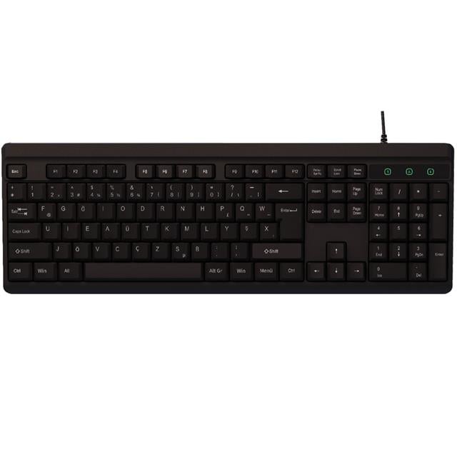 Everest KB-741F Siyah/Gri 2 Mt. Bakır Kablolu Multimedia Usb Türkçe F Klavye