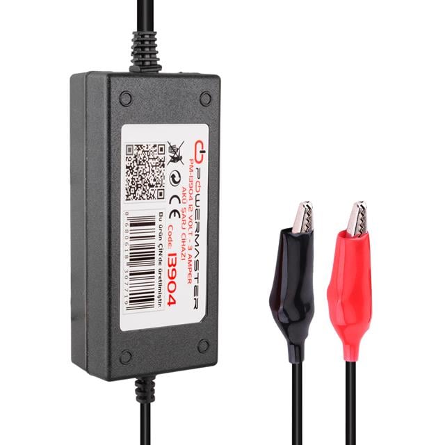 Powermaster PM-13904 12 Volt - 3 Amper Krokodil Uçlu Akü Şarj Adaptörü