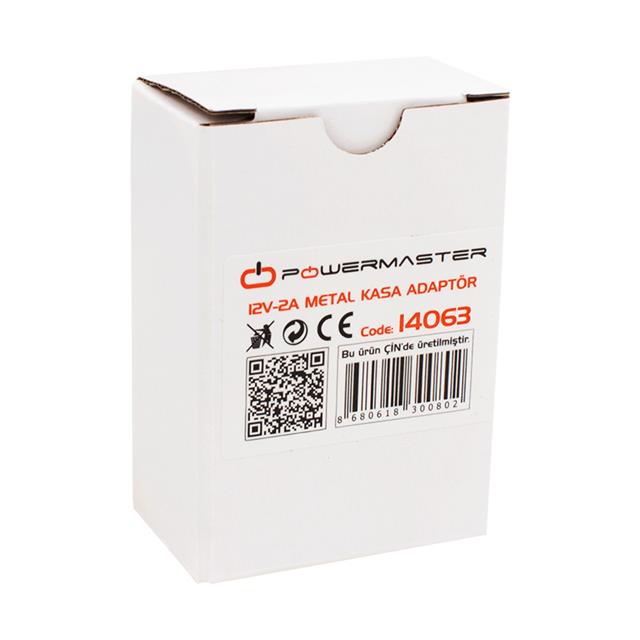 Powermaster PM-14063 12 Volt - 2 Amper - 24 Watt Metal Kasa Adaptör