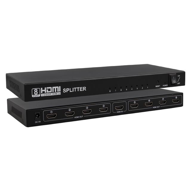 PowerMaster PM-14218 1 Giriş 8 Çıkış Port 1080P FHD HDMI Dağıtıcı Splitter (8’li Çoklayıcı)