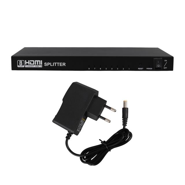 PowerMaster PM-14218 1 Giriş 8 Çıkış Port 1080P FHD HDMI Dağıtıcı Splitter (8’li Çoklayıcı)