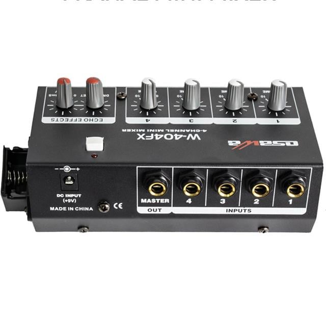Osawa Mikrofon Giriş-1 Line Çıkış Eko’lu 4 Kanal 20 dB Adaptörlü Mini Mikrofon Çoğaltıcı W-404FX