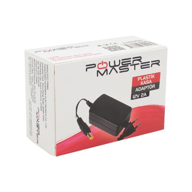 Powermaster PM-1765 12 Volt - 2 Amper 5.5*2.5 Mm Uçlu Plastik Kasa Masaüstü Adaptör