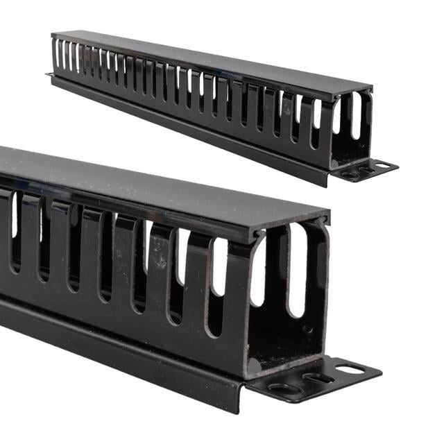 Powermaster TD-L801-12 19’’ 1U Rack Kabin Yatay Kablo Düzenleyici Kapaklı Kanal Yandan Geçişli