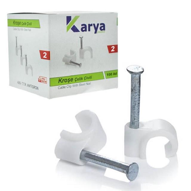 Karya 2 Numara 6 Mm Çelik Çivili Kroşe (100’lü Paket)