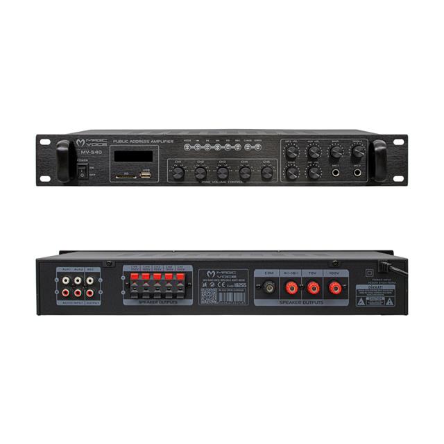 Magicvoice MV-540 100 Watt USB-SD-Bluetooth 2 Mikrofon Girişli 5 Bölgeli Hat Trafolu Anfi