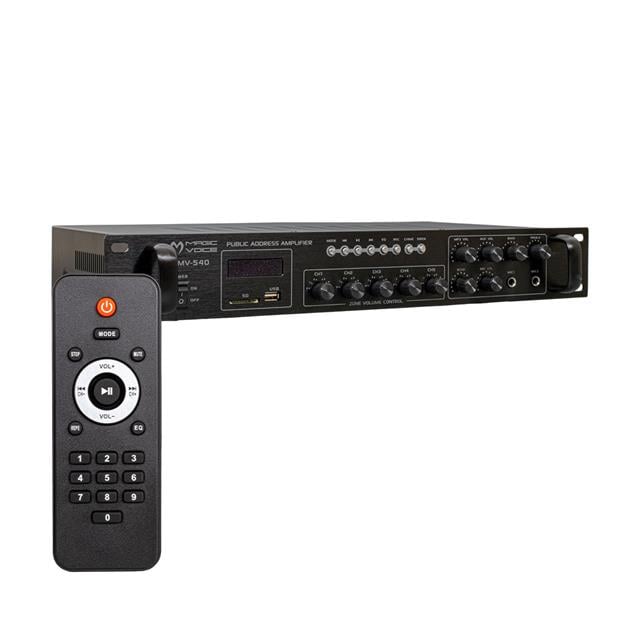 Magicvoice MV-540 100 Watt USB-SD-Bluetooth 2 Mikrofon Girişli 5 Bölgeli Hat Trafolu Anfi