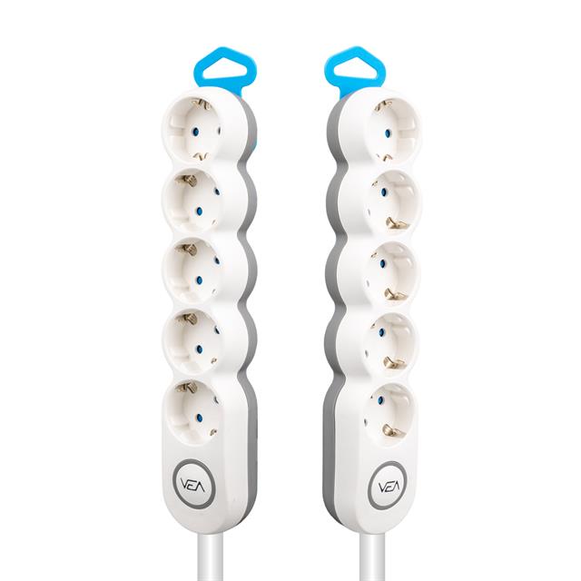 Vea 5’li Kablolu Anahtarlı 1,5 Metre Akım Korumalı Grup Priz VE-2S5S