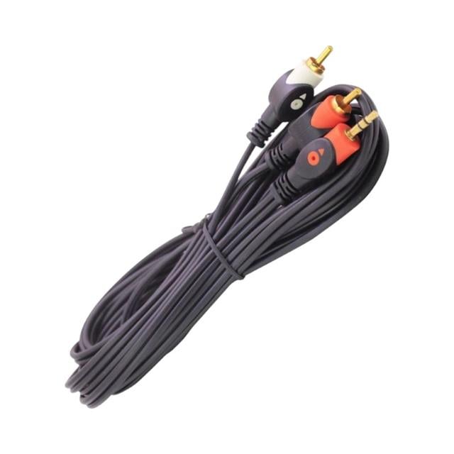 Powermaster PM-1841 Siyah 2 Rca Erkek + 3.5 Mm Stereo Erkek Gold Uç 10 Metre Ses Kablosu
