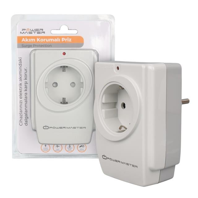 PowerMaster PM-18721 16 Amper - 3680 Watt Tekli Çocuk Korumalı 2 USB’LI 1400 Joule Akım Korumalı Priz