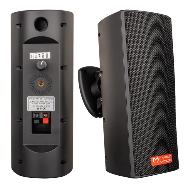 Magicvoice MV-26  2x7,5 Cm 50W 3 Yollu Siyah Sütun Hat Trafolu Hoparlör 2’li Takım