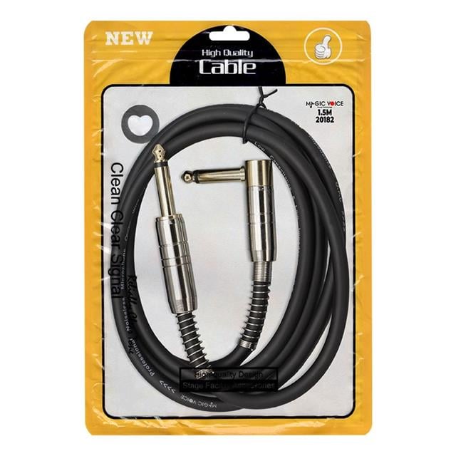 MagicVoice LD377 1.5 Metre 6.35mm Mono Erkek Jak (TS) L Tipi Ses Kablosu Metal Jack