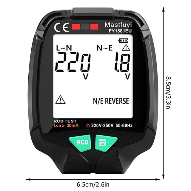 Powermaster (30V - 250V) Tam Ekran Soket Test Cihazı PM-20400