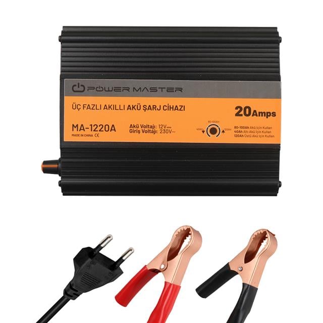 Powermaster MA-1220A 12 Volt 20 Amper Üç Fazlı Akıllı Akü Şarj Cihazı