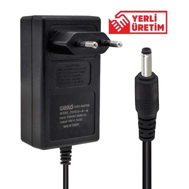 Weko 18 Volt 1 Amper Plastik Kasa Priz Tipi Adaptör 3.5*1.35 Uç