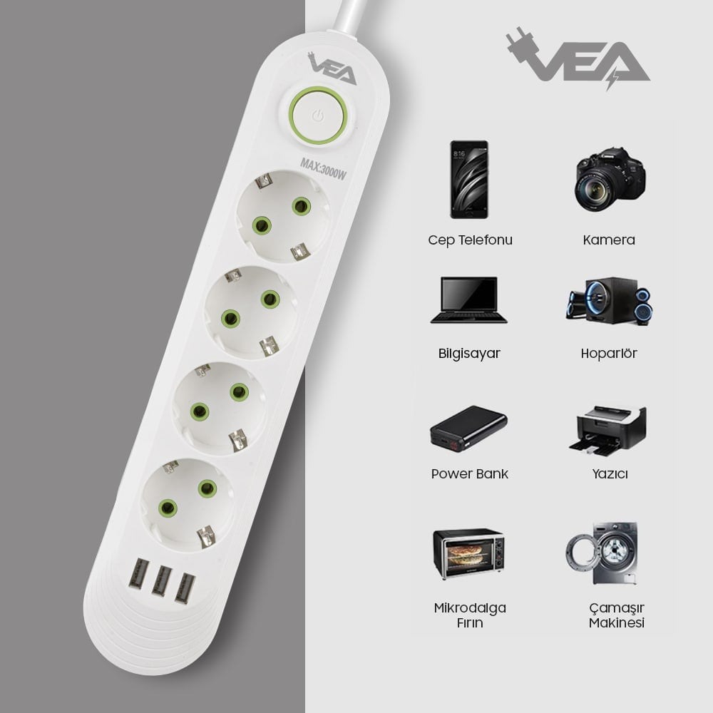 TC-21560%204’Lü%201.5%20Metre%20Kablolu%203%20USB’Li%20Beyaz%20Akım%20Korumalı%20Priz