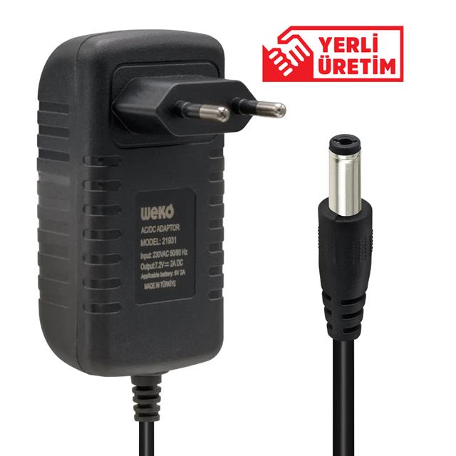 Weko 7.2 Volt - 2 Amper 2S 5.5 x 2.5 Uçlu Ledli  Akü Şarj Cihazı (Out:6v-2a)
