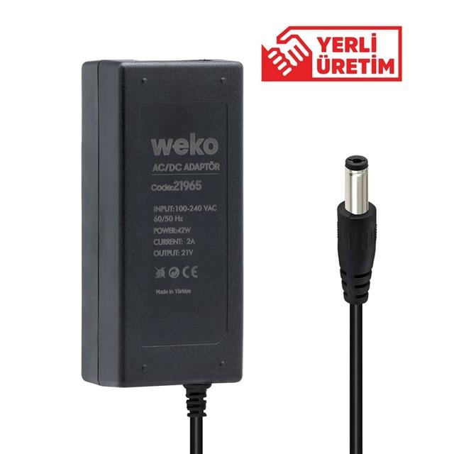 Weko 21 Volt 2 Amper Yerli Üretim Masaüsütü 5.5*2.5 Uçlu Şarjlı Matkap Adaptörü