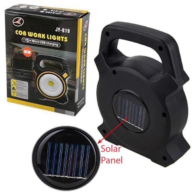 Powermaster JY-819A COB ve Angel LED’li 3 Modlu Solar + Usb Şarjlı Çalışma Lambası