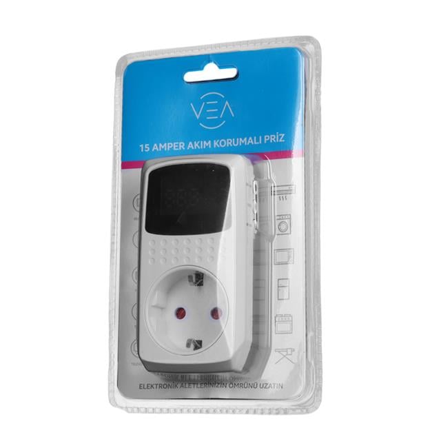 Vea VE-22393 15A 3520W Göstergeli Akım Korumalı Priz Aşırı Yüksek Gerilim