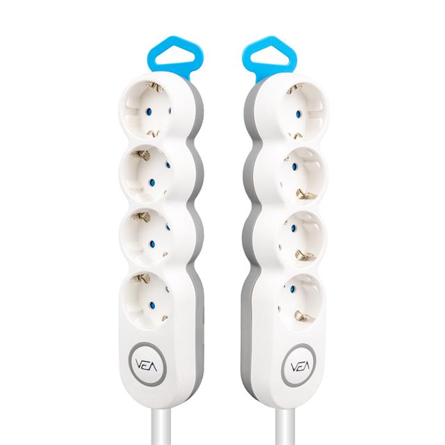 Vea VE-2S4S 4’Lü 1.5 Metre Kablolu Anahtarlı Grup Priz