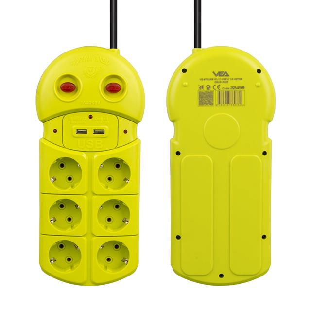 Vea VE-970USB 6’Lı 2 USB’li 1.5 Metre Grup Priz