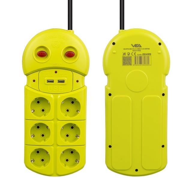 Vea VE-970USB 6’Lı 2 USB’li 1.5 Metre Grup Priz