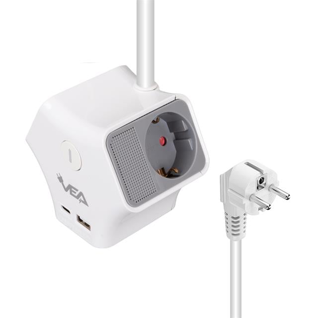 Vea VE-G903YC 3’lü USB+ Type-C Girişli Anahtarlı 1.5 Metre Grup Priz