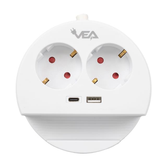 VE- G1102C 2’li USB+ Type-C Girişli Anahtarlı 1.5 Metre Grup Priz