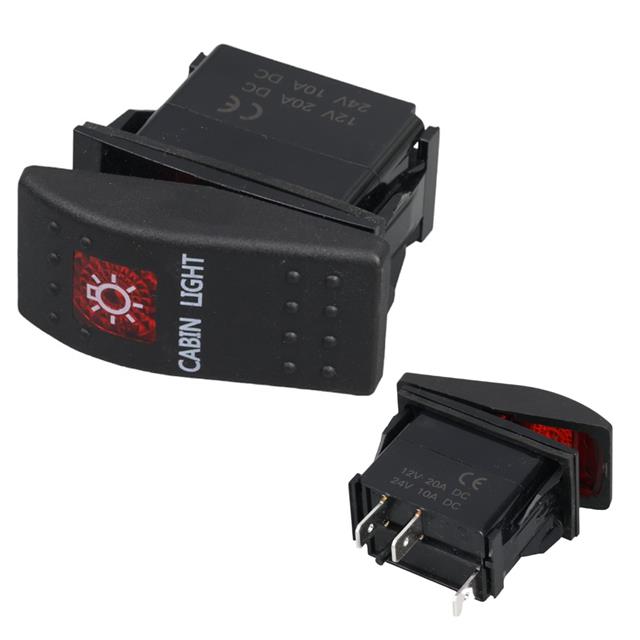 PowerMaster Kabin Sembollü Işıklı 3 Pinli On-Off 12-24V Marin Switch