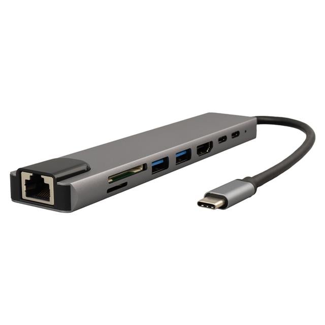 Powermaster Type-C 8in1 HDMI Çok Fonksiyonlu USB 3.0 Dock Station (Macbook - PC - Playstation - Xbox)