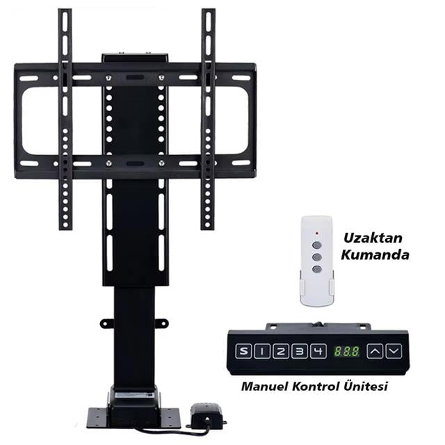 PowerMaster PM-24928 32’’ - 57’’ İnç Ayarlanabilir Yükseklik Uzaktan Kumandalı TV Kaldırma Lift Asansörü