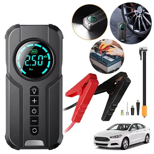 PowerMaster Powerbank Araç Akü Şarj Lastik Hava Kompresörü Şişirici Taşınabilir Dijital Kablosuz El Feneri
