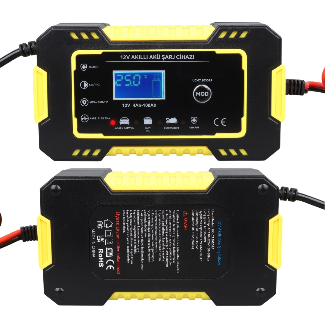12V%206Ah%20Göstergeli%20Asitli%20Sulu%20Kuru%20Kurşun%20Akülere%20Uygun%20Akü%20Şarj%20Cihazı%20Takviye%20Değildir%20YELLOW