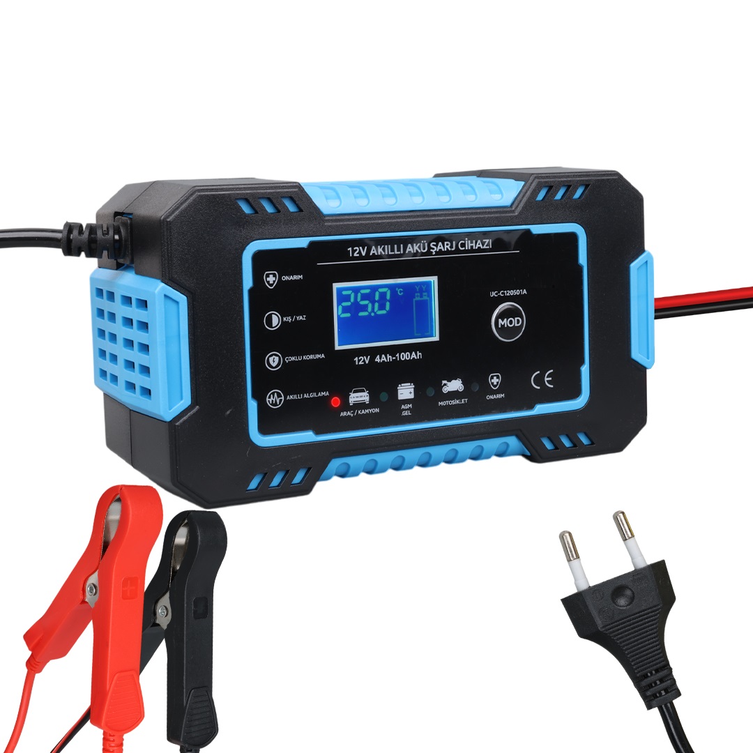 12V%206Ah%20Göstergeli%20Asitli%20Sulu%20Kuru%20Kurşun%20Akülere%20Uygun%20Akü%20Şarj%20Cihazı%20Takviye%20Değildir%20BLUE