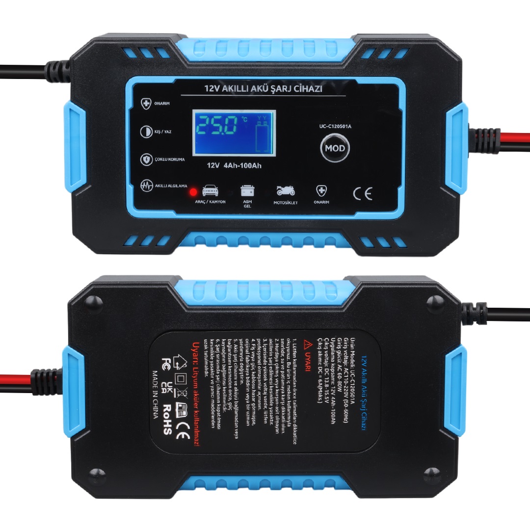 12V%206Ah%20Göstergeli%20Asitli%20Sulu%20Kuru%20Kurşun%20Akülere%20Uygun%20Akü%20Şarj%20Cihazı%20Takviye%20Değildir%20BLUE