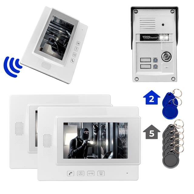PowerMaster 37T2 2 Daire 7’’ NFC Destekli Görüntülü Kapı Zili Interkom Akıllı Ev Güvenliği Sistemi