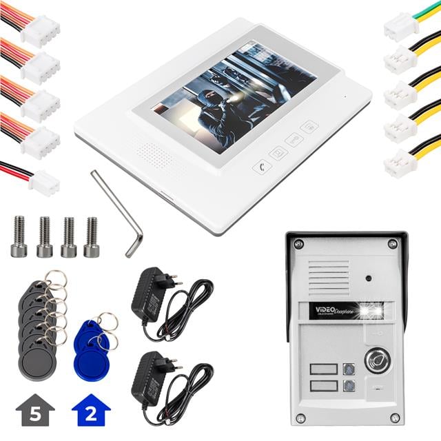 PowerMaster 37T2 2 Daire 7’’ NFC Destekli Görüntülü Kapı Zili Interkom Akıllı Ev Güvenliği Sistemi