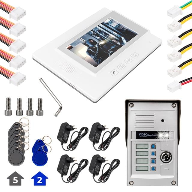 PowerMaster 37T4 3 Daire 7’’ NFC Destekli Görüntülü Diafon Kapı Zili Interkom Akıllı Ev Güvenliği Sistemi