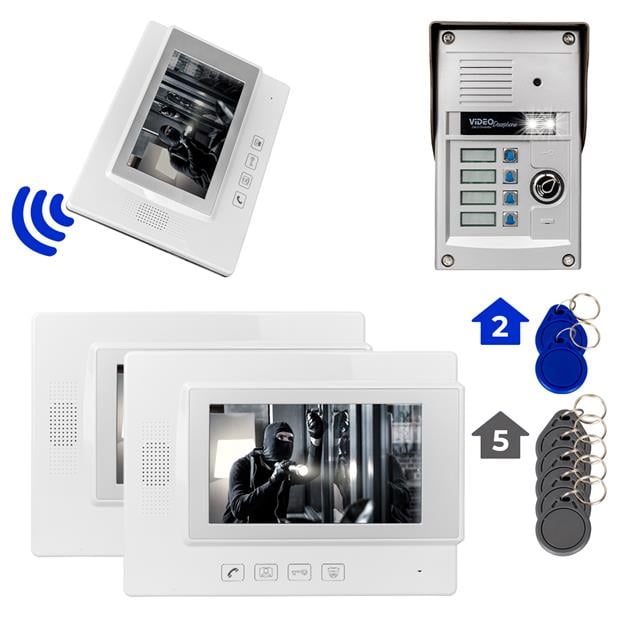 PowerMaster 37T4 3 Daire 7’’ NFC Destekli Görüntülü Diafon Kapı Zili Interkom Akıllı Ev Güvenliği Sistemi