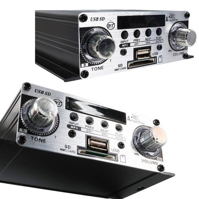 MagicVoice YW-191L 12 Volt 100 Watt Motosiklet Bluetooth Amfi USB/SD 2 Kanal Pazarcı - Anfi (125X95X40mm)