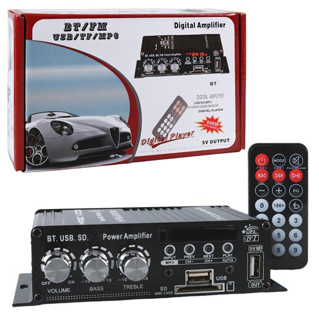 MagicVoice YW-406L 12 Volt 100 Watt Motosiklet Bluetooth Amfi USB/SD 2 Kanal Pazarcı - Anfi (154X80X42Mm)