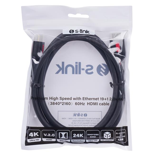 S-Link SL-HDM4K011 19+1  V2.0 4K 60Hz 1.5 Metre Hdmi Kablo