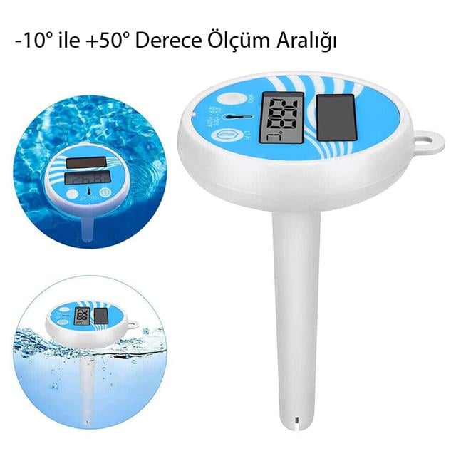 Powermaster PM-25534 Solar Termometre Yüzme Havuzu İçin Su Geçirmez Yüzen Dijital