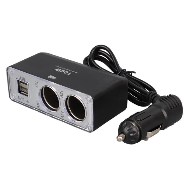 Olesson 1647 12-24V Çift USB Girişli 100W 70cm Kablolu 2’li Araç Çakmak Çoklayıcı