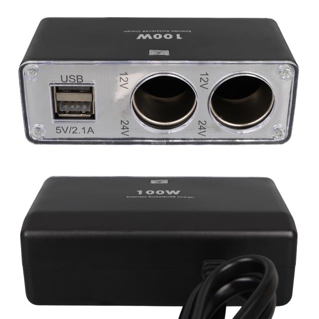 Olesson 1647 12-24V Çift USB Girişli 100W 70cm Kablolu 2’li Araç Çakmak Çoklayıcı